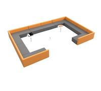 KIBONCY Waiting Area Meeting Sofas,Deck Seat Armless Seater Sofa Leather Sectional & Stool Set for Office Bussiness,Hospital,Waitting Room(2)