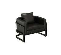 KIBONCY Water-Resistant Black Faux Leather Sofa with Metal Frame, 1/2/3/4-Seater Choices, Modern Minimalist Design for Office, Bar, and Waiting Rooms(A)