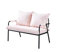 KIBONCY Waterproof Indoor Outdoor Loveseat Sofa, Two-Tone Upholstered 2 Seater Metal Frame Bench, Compact Leisure Couch for Entryway Waiting Room