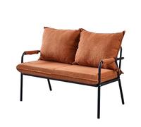 KIBONCY Waterproof Indoor Outdoor Loveseat Sofa, Two-Tone Upholstered 2 Seater Metal Frame Bench, Compact Leisure Couch for Entryway Waiting Room