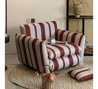 KIBONCY Wide Seat Striped Upholstered Arm Chair, Sturdy Solid Wood Frame Leisure Lounge with Matching Cushion for Small & Large Living Spaces(A,180x88x77cm)
