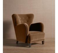 KIBONCY Wingback Accent Chair,Mid-Century Modern Velvet Upholstered Club with Curved Armrests and Solid Legs for Bedroom-81x83x98cm(A)