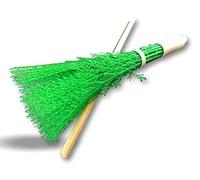 Kibros Balai Bouleau synthétique sorcière avec Manche Bois 1,40 m | Fibres synthétiques type bouleau, manche bois 1,40 m section 28 mm inclus, balayage extérieur allées jardins.