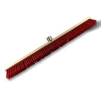 Kibros Balai cantonnier PVC Rouge 100 cm extérieur sans Manche | Garnissage PVC rouge résistant, 100 cm, semelle bois, douille vissante, usage piste extérieur atelier chantier.