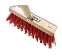 Kibros Balai cantonnier PVC Rouge 32 cm extérieur avec Manche Bois
