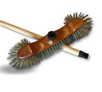 Kibros Balai ménage Demi-tête Soie Grise Monture Bois Verni avec Manche