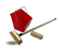 Kibros Kit Balai Lave-Pont chiendent Manche Bois Seau Brosse à Laver