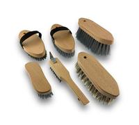 Kibros Kit pansage cheval 6 brosses équitation haut de gamme poney | Lot de 6 brosses haut de gamme, nettoyage corps tête et sabots, pour cheval et poney, fabriqué en France.