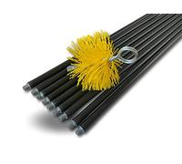 Kibros Kit ramonage classique conduits gainés hérisson synthétique Ø 125 mm | Hérisson rond synthétique Ø 125 mm, 9 cannes noires 1,40 m, ramonage conduits gainés cheminée chaudière poêle.