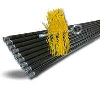 Kibros Kit ramonage classique conduits gainés hérisson synthétique Ø 150 mm | Hérisson rond synthétique Ø 150 mm, 9 cannes noires 1,40 m, ramonage conduits gainés cheminée chaudière poêle.