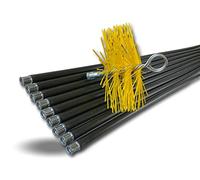 Kibros Kit ramonage classique conduits gainés hérisson synthétique Ø 180 mm | Hérisson rond synthétique Ø 180 mm, 9 cannes noires 1,40 m, ramonage conduits gainés cheminée chaudière poêle.