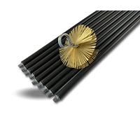 Kibros Kit ramonage classique non gainé hérisson acier Ø 150 mm 9 cannes | 9 cannes noires Ø 17 mm creuses 9×1,4 m, hérisson acier plat, cheminées conduits non gainés Ø 150 mm.