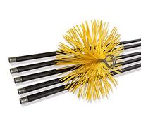 Kibros Kit ramonage conduits gainés hérisson synthétique Ø 200 mm 7 m | 5 cannes Ø 17 mm longueur 1,40 m, embout fileté M12×1,75 mm, ramonage conduits gainés cheminée chaudière poêle.