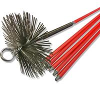 Kibros Kit ramonage pro conduits non gainés hérisson acier Ø 200 mm 8,50 m | Hérisson acier plat Ø 200 mm, 8,50 m en 6 cannes, ressort de départ inclus, conduits non gainés cheminée chaudière.