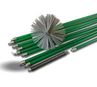 Kibros Kit ramonage pro non gainé hérisson acier Ø 150 mm 9 cannes | Cannes vertes Ø 18 mm creuses 8×1,4 m+1×1 m, ressort de départ, conduits non gainés Ø 150 mm.