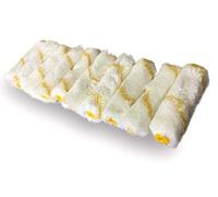 Kibros Pack 100 manchons mini rouleaux pattes lapin polyamide rayé 100 mm | Polyamide anti-goutte rayé jaune, peinture plinthes radiateurs surfaces plates coques, Ø axe 8 mm.