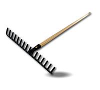 Kibros Rateau 16 Dents recourbées Manche 150 cm Bois tête Acier 40 cm