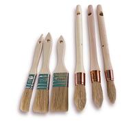 Kibros | Set de Pinceaux 6 Pièces - 3 à Rechampir Soie n°3/0, n°0, n°2 et 3 à Vernir Série Épaisse 20-30-40 mm | Pour Émaux, Peinture, Teinture, Apprêts, Vernis | LOT_371_323c
