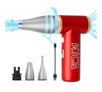 KiCA JetFan 2S Duster à air comprimé électrique, 117 000 tr/min, souffleur d'air sans fil rechargeable pour nettoyer le clavier et PC, avec nouveau mode extrême, coque en métal, rouge
