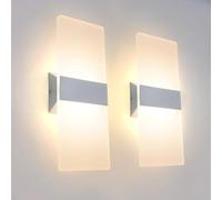 KICAAO 2Pièces appliques murales LED Acry 12W lumière blanche (2PCS-3000K) | Pour couloir, salon, chambre à coucher et autres scènes intérieures - Intensité non variable - 29 x 11 x 4 cm - Blanc