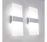 KICAAO 2Pièces appliques murales LED Acry 12W lumière blanche | Pour couloir, salon, chambre à coucher et autres scènes intérieures - Intensité non variable - 29 x 11 x 4 cm - Blanc
