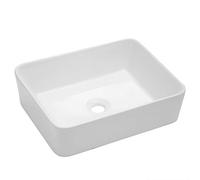 Kichae Évier de salle de bain rectangulaire à poser - 48,3 x 38,1 cm - Éviers rectangulaires blancs modernes au-dessus du comptoir - Porcelaine blanche et céramique - Lavabo artistique