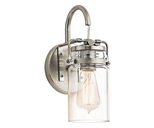 Kichler Applique Brinley, nickel brossé, verre