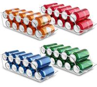 KICHLY Range Canette Frigo (4 packs) - Empilable et Peu Encombrant - Distributeur de Canettes de Soda Pour Le Garde-Manger, Le Réfrigérateur, Le Congélateur et La Buanderie (Clair)
