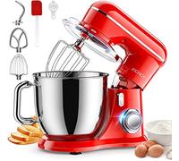KICHOT 4.5L Robot Pâtissier, 1300W 10Vitesses Robot de Cuisine Multifonction, Robot Mixeur Pâtisserie, Bol d'Acier Inoxydable, Fouet Batteur, Crochet