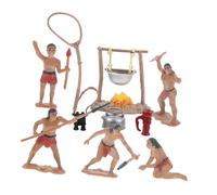 KICHOUSE 1 Ensemble Miniature Primitive Men Models with Camping Accessories Simulation Camping Equipment for Decor and Play