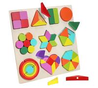 KICHOUSE 1 Ensemble Puzzle Bloc De Construction pour Tout-Petit D'éducation Précoce Jouets Assortis De Formes Géométriques Blocs Préscolaires Jouets De Tri Cube Occupé en Bois