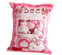 KICHOUSE 1 Jeu Poupée Lapin Coussin Animal en Peluche Coussin Lapin Oreiller en Peluche Pudding Canapé Oreiller L'année De La Statue du Lapin Coton PP Lapin en Peluche Remplissage Enfant