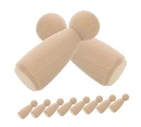 KICHOUSE 10 pièces Lot de Poupées Bois pour Garçon Fille Figurines Petites Non Peintes Jouets de Marionnettes Bois pour Bricolage et Décoration