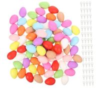 KICHOUSE 100 Pièces œufs de Pâques Jouet d'enfant décorations suspendues pour la fête de Pâques Ornements en Plastique Jouets Oeuf de Simulation Oeufs en Plastique Graffiti Modèle décorer