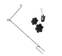 KICHOUSE 1ensemble Support de Drapeau de Jardin Solide avec Clip Anti-Vent et Bouchons Décoratifs Pied de Poteau Résistant aux Intempéries pour Décoration Extérieure de Terrasse et Jardin