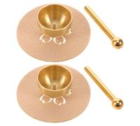 KICHOUSE 2 Ensembles Set Bols Chantants Mini Laiton avec Coussin et Maillet pour Pratique de Yoga Feng Shui Relaxation et Guérison Sonore Maison