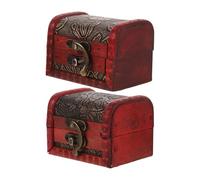 KICHOUSE 2 Pièces Boîte à Bagues en Bois 8cm, Coffret Chinois Vintage
