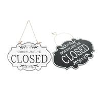 KICHOUSE 2 Pièces Panneau Bois Double Face Ouvert Fermé Noir et Blanc Plaque Suspendue Réversible pour Magasins Restaurants Bars Cafés Hôtel Enseigne Accueil Simple et Élégante