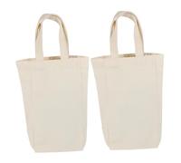 KICHOUSE 2 Pièces Vin Double Bouteille Porteur De Vin De De Transport De Vin Voyage en Caisse De Vin à Vin De Porte-Bouteille Toile Beige