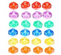 KICHOUSE 24 Pièces Set de Dés Polyédriques Transparent Faces Accessoires de Jeux de Société et Mathématiques Lot pour Amusement Famille ou Entre