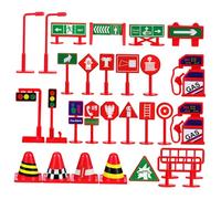 KICHOUSE 28 pièces Panneaux de Signalisation Miniatures Cônes de et pour Éducation Précoce et Apprentissage Sécurité Routière