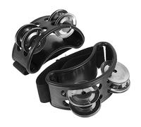 KICHOUSE 2pièces Tambourin De Pied avec Grelots Métalliques Accessoire De Percussion pour Musiciens Chanteurs Et Guitarristes Noir