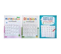 KICHOUSE 3 pièces Cahier Exercices Mathématiques Volumes Multiplication et Division pour Garçon Fille Pratique Quotidienne Évolutive pour Élèves Jusqu à Portable et Interactif