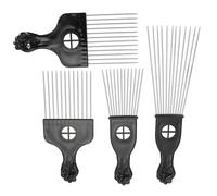 KICHOUSE 4 Pièces Peigne Afro Professionnel en Acier Inoxydable et Abs pour Cheveux Bouclés, Crée du Volume et Superpose les Couches, Coiffure à Domicile