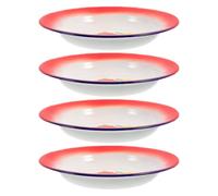 KICHOUSE 4pièces Lot de Assiettes Émaillées Ronde Style Rétro Plats de Service Incassables pour Barbecue Hot Pot et Usage Extérieur et Maison