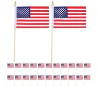 KICHOUSE 50 drapeaux américains sur bâtonnet : drapeaux à main pour le défilé du 4 juillet - Bannière commémorative du 250e anniversaire de l'Amérique sur bâtonnet pour les décorations du