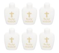 KICHOUSE 6 Bouteilles d'eau Bénite Vides 100ml et 60ml en Plastique Blanc Anti-Fuite Ensemble de 6 Flacons Pratiques pour Église et Exorcisme pour Baptême