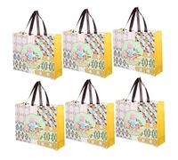 KICHOUSE 6 pièces de Courses Réutilisable Non Tissé Lot Rangement avec Impressions Artistiques pour Épicerie et Voyages