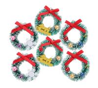 KICHOUSE 6 pièces Mini Couronnes de Noël Suspendues Décoratives pour Maison de Poupée Ornements Miniatures Festifs Couleur Vive Accessoires Créatifs pour Décoration de Fête