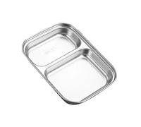KICHOUSE Assiette à Déjeuner Compartimentée 304 en Acier Inoxydable Plateau de Service Divisé pour Garçon et aux Températures Repas Sain 1 Pièce
